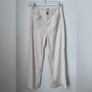 Anthropologie Colette Wide-Leg Trousers in Light Cream - linen - size 25